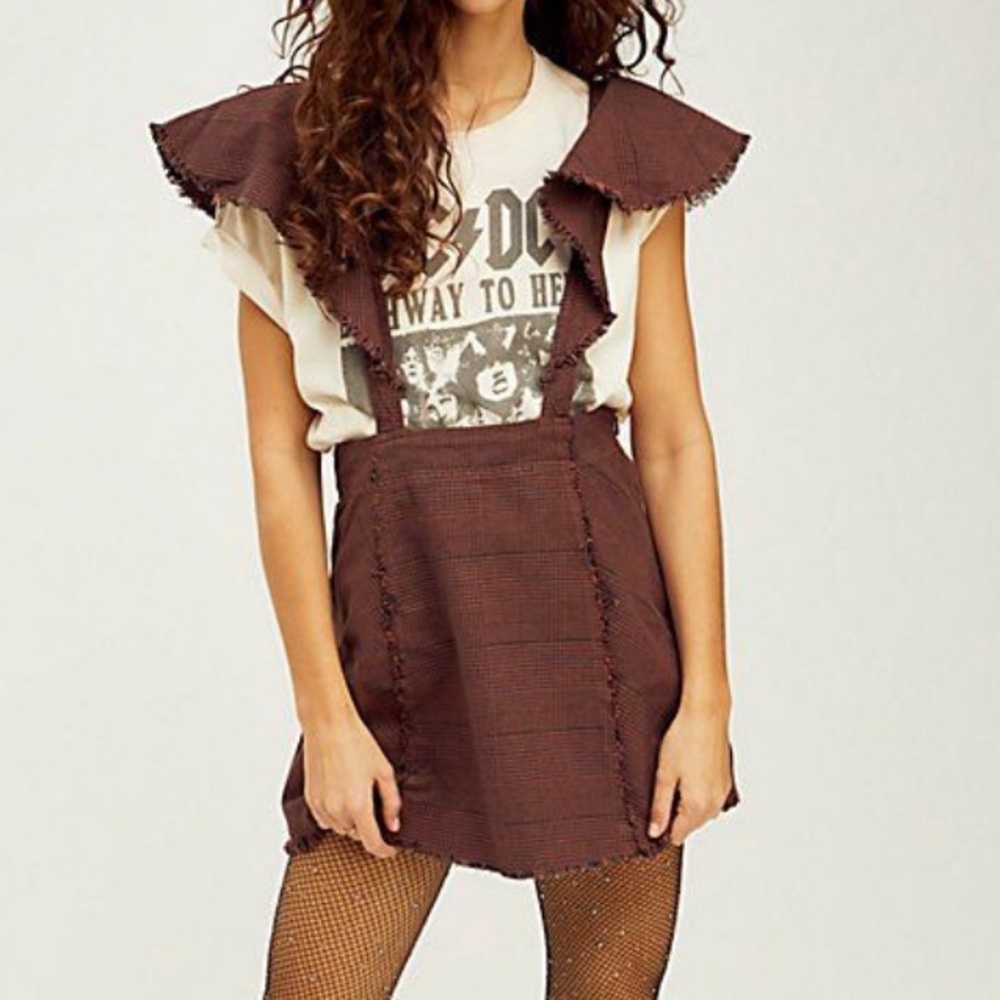 Free People Rowan plaid pinafore skirt